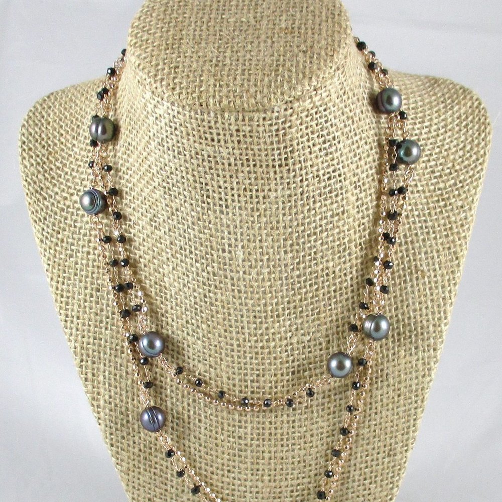 Honora Black Pearl & Black Spinel 36" Necklace - Picture 3 of 11